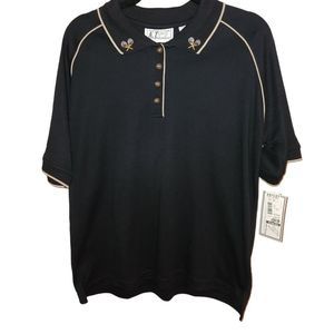 Kenneth Tool Black Polo Collar Men Golf Shirt Size Medium